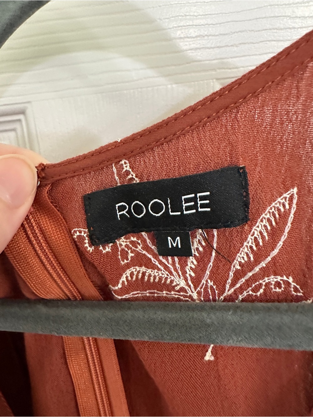 Roolee Rust Floral Maxi Dress with White Print - Picture 3 of 3
